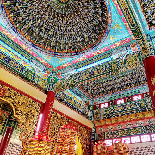 ceiling art inside the main shrine