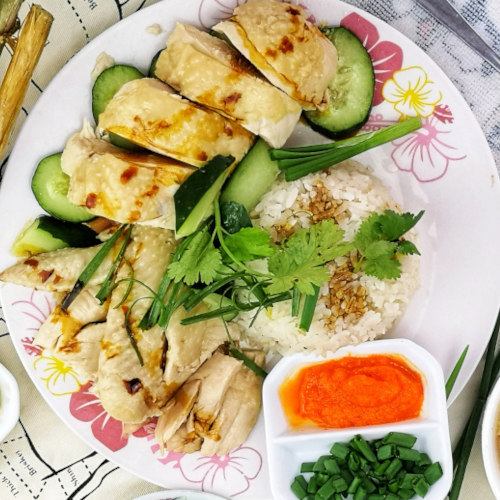 Hainanese chicken rice square
