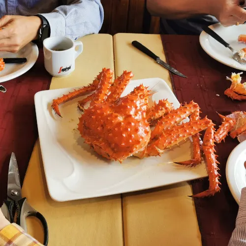 King crab on table