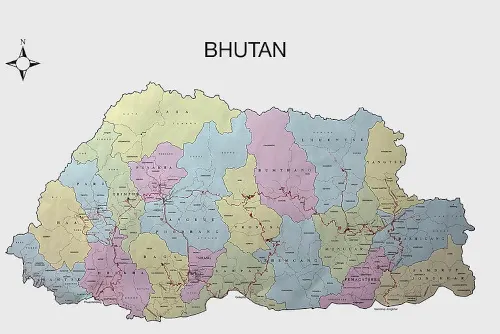 map, trip to Bhutan