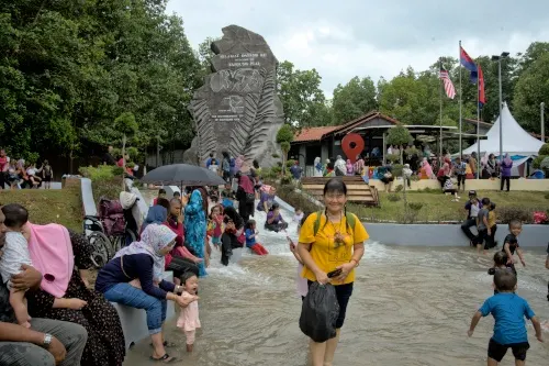 Tanjung Piai National Park during high tide and the landmark