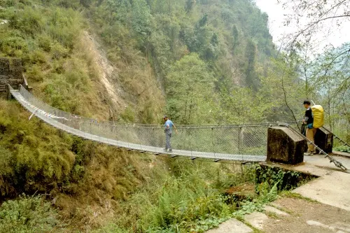 suspension bridge at Kimrong Khola,