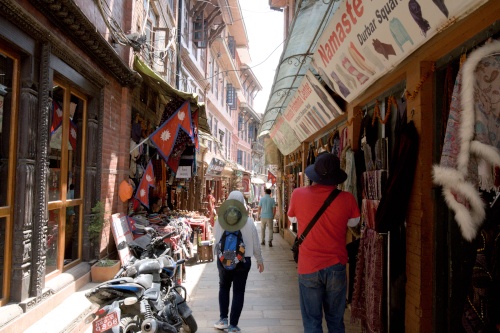 Purchasing souveniers, Bhaktapur Durbar Square Nepal