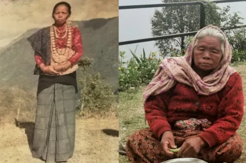 Before and after image of the owner of the Gandruk Guest House