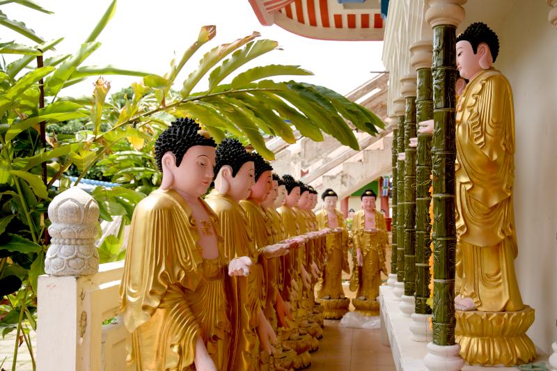 A row  of Buddha statue