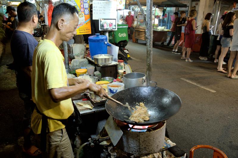 Frying the Char Koey Teow at the roadside