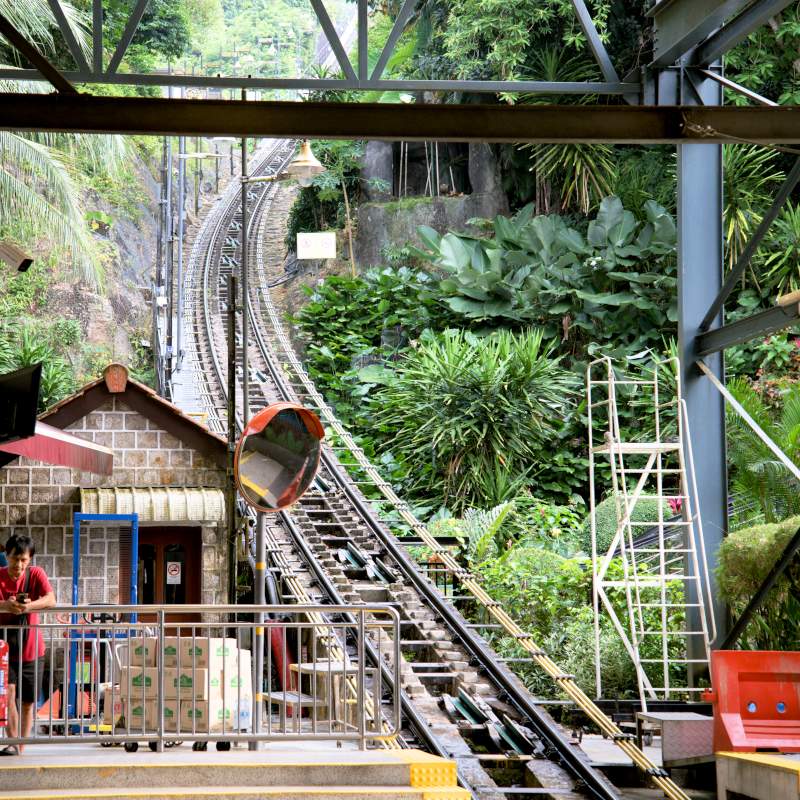 The railway of the funicular train