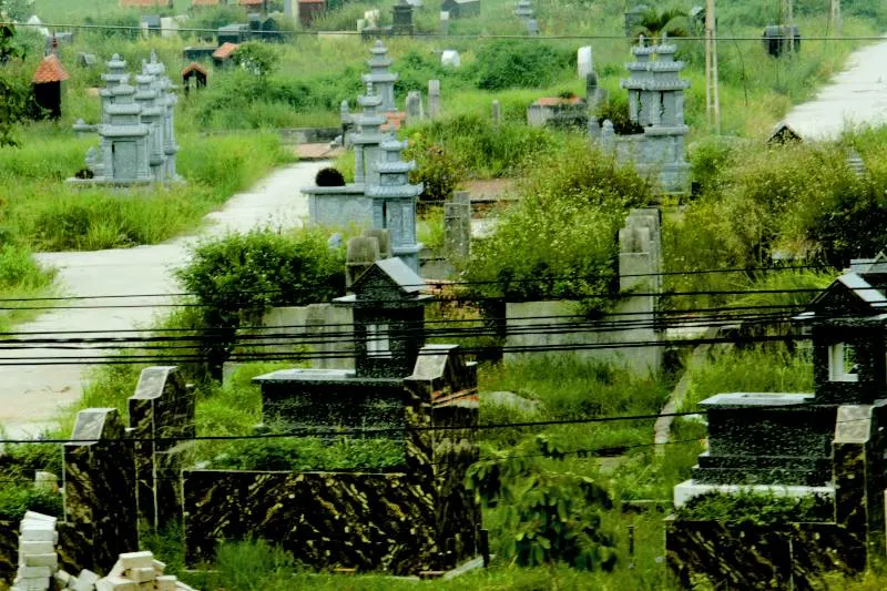 tomb built in the middle of the rice field.