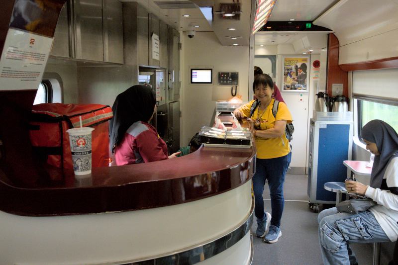 There is a small canteen on the train but the food served was very limited