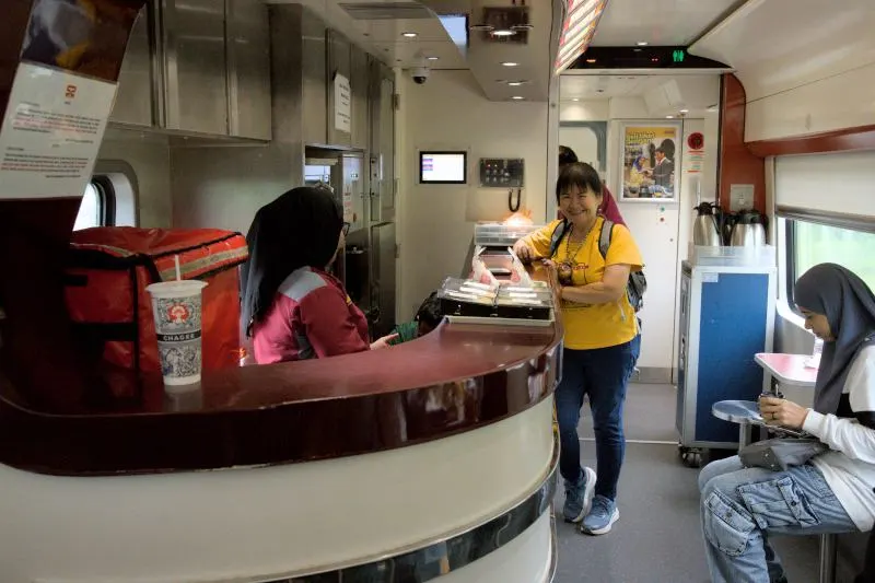 There is a small canteen on the train but the food served was very limited