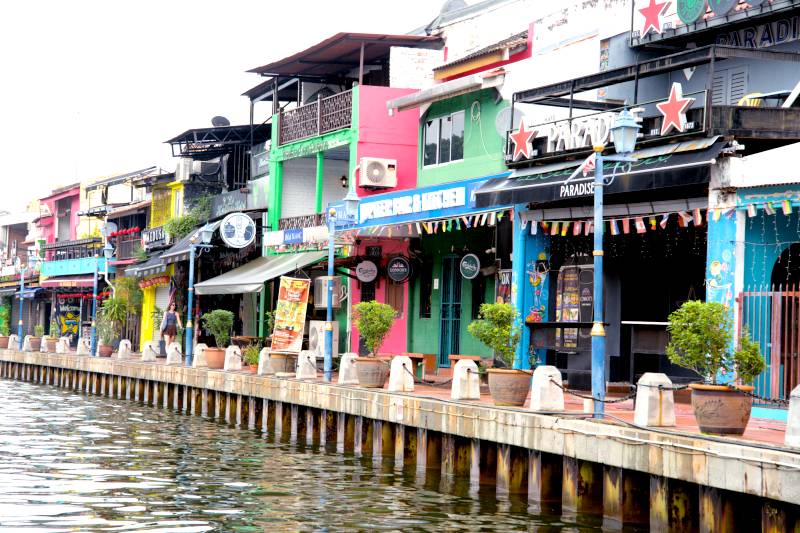 colorful cafes along the river