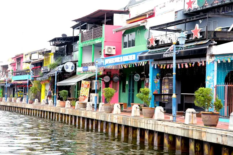 colorful cafes along the river