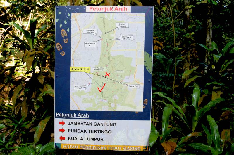 wrong map at bukit gasing hiking trail