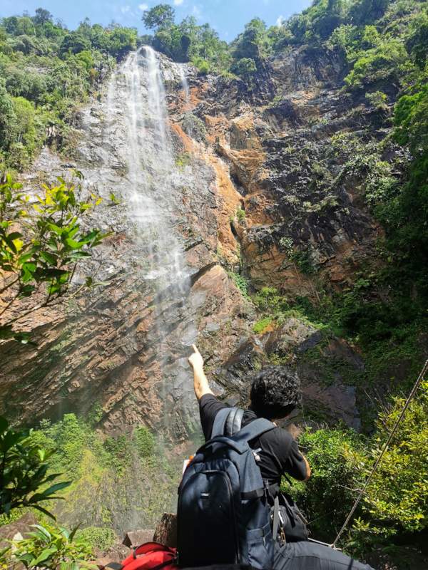 admiring the gushing water