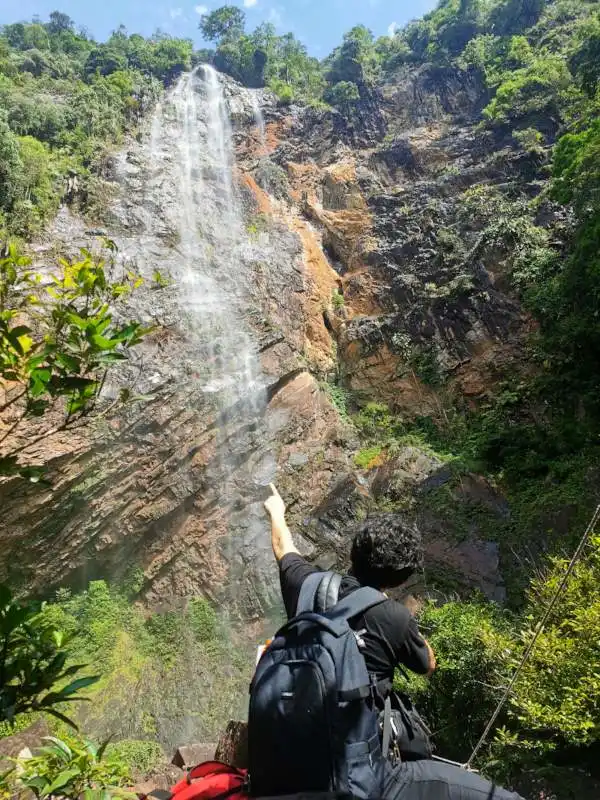 admiring the gushing water