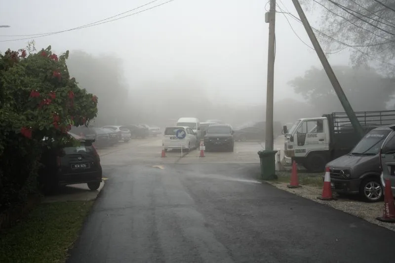 Jerai Hill Resort misty parking area