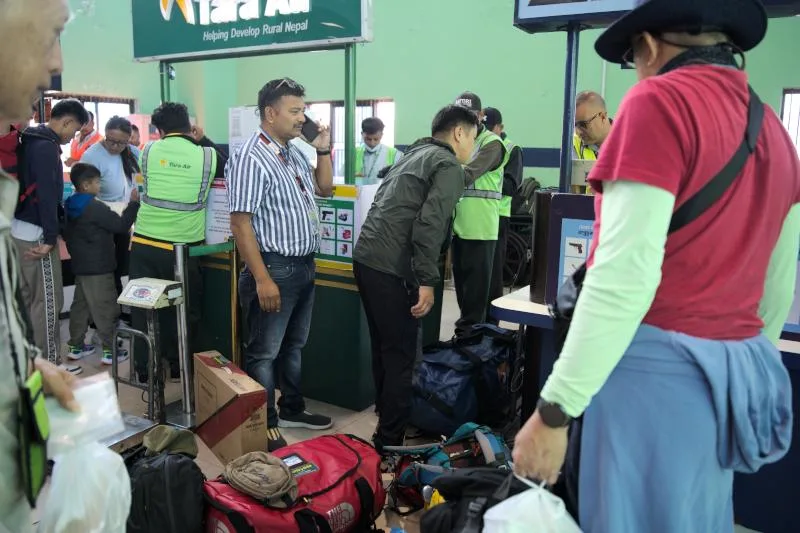 The chaotic domestic airport, and we are allowed 15kg of luggage to board the small plane, Everest Base Camp Trek Part 1
