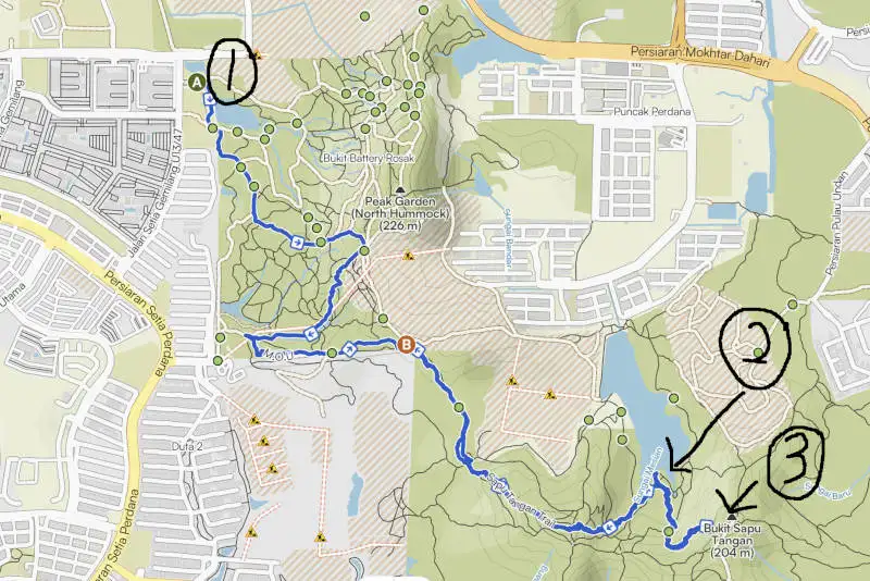 Shah Alam Community Forest Hiking Guide trekking map