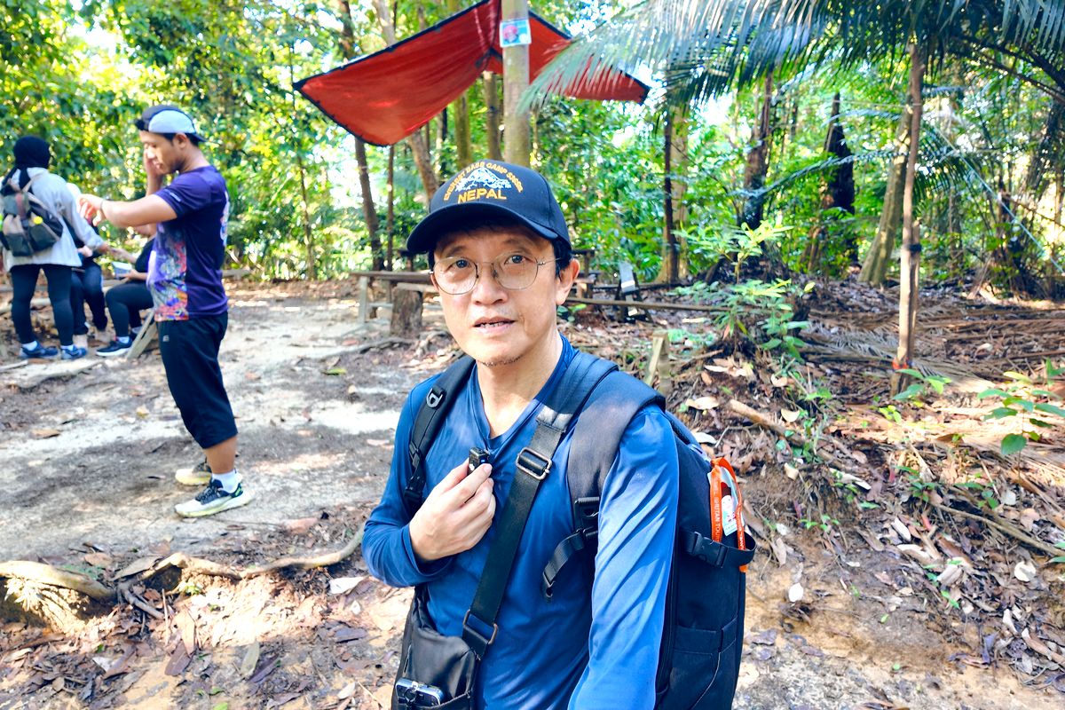 Rest spot with red shelter Shah Alam Forest