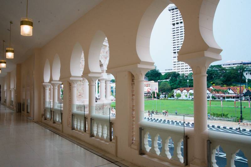long corridor with Islamic design