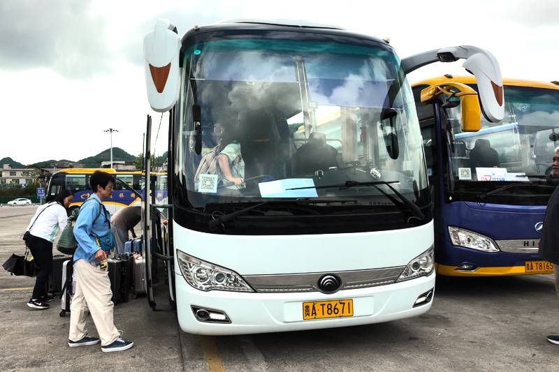 This was our tour bus, but it was not allowed to enter the resort. We had to transfer to their own shuttle bus instead.
