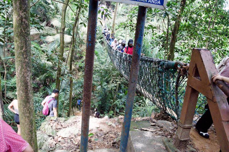 The famous suspension bridge along the Gasing Hill hiking trail