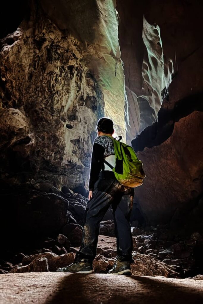Light shining through a small hole at Gua Keris