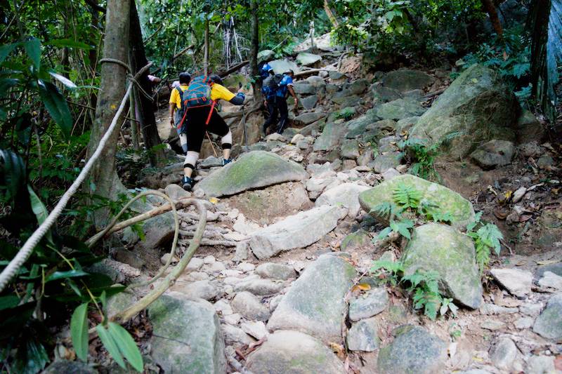 Rocky trail with a lot of stones and boulders