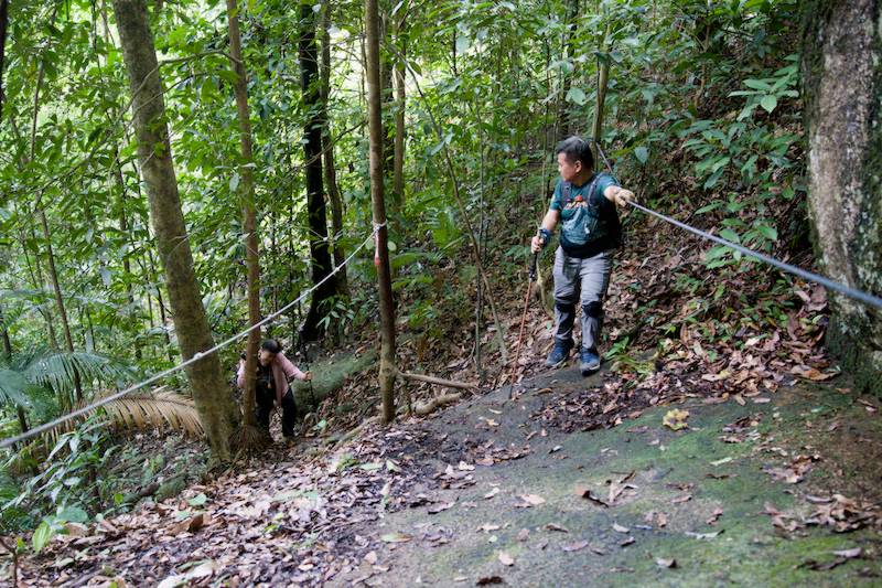 steep area are fixed with ropes